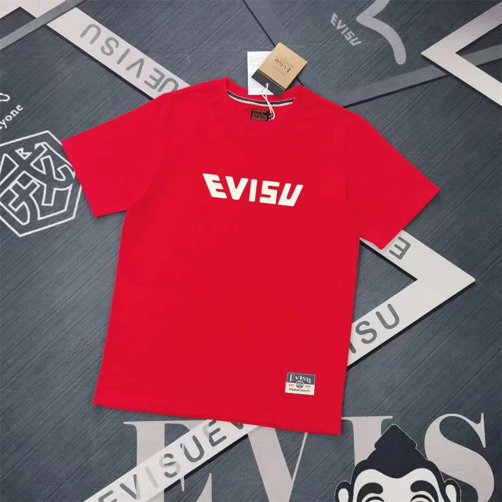 Evisu 2025New Arrival T ⚠ Quality⚠ Same Style T 。 ，Black S-XXL，White S-XXL，Gray M-XXL，Red S-XXL， Red M-XXL Blue M-XXL